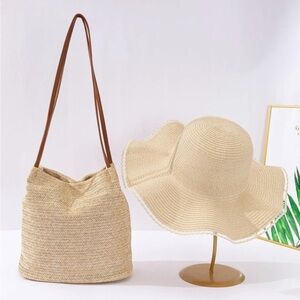 Woven Beach Hat and Tote Bag